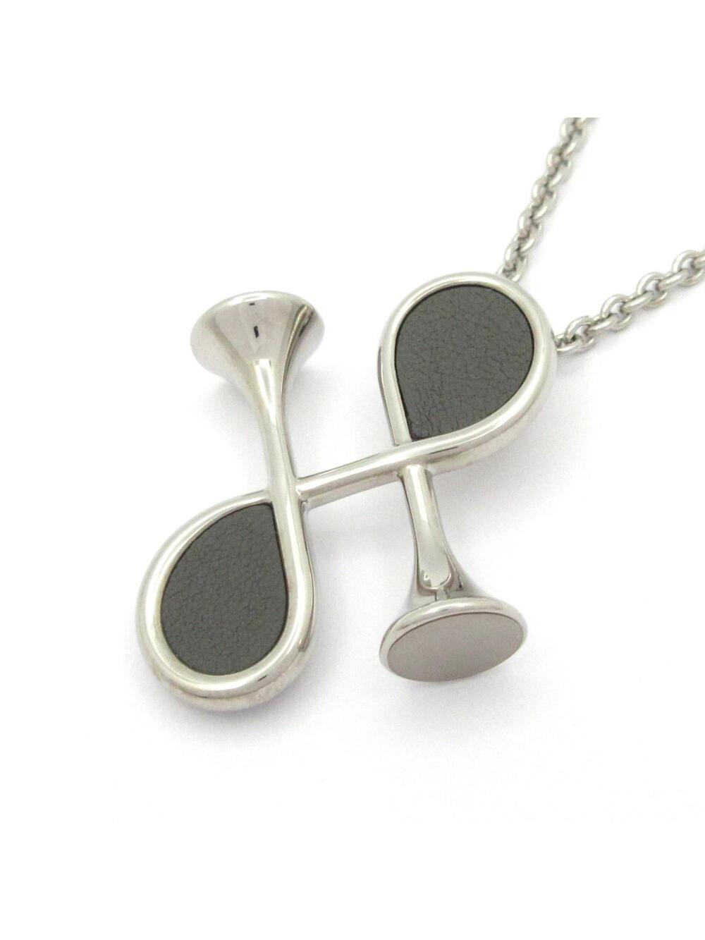 Hermes Col H Necklace Silver Gris Meyer #368597H96B